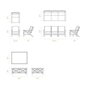 Neuwood Living Boardwalk 4pc Deep Seating Dimensions
